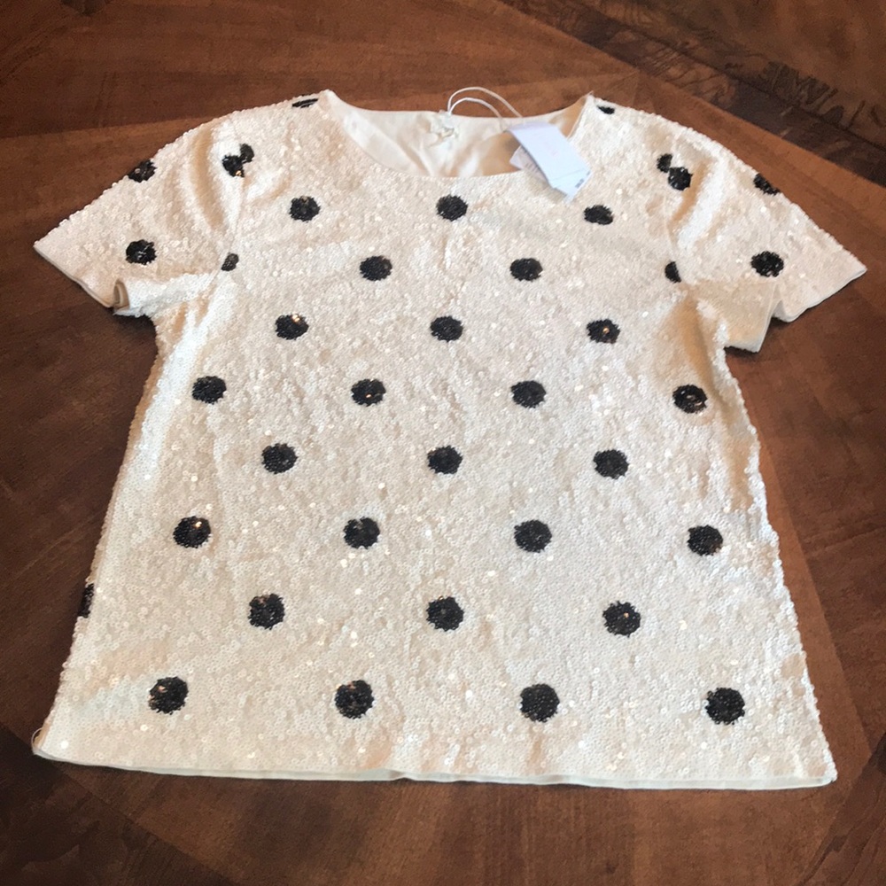 J. CREW SEQUINED POLKA DOT TOP